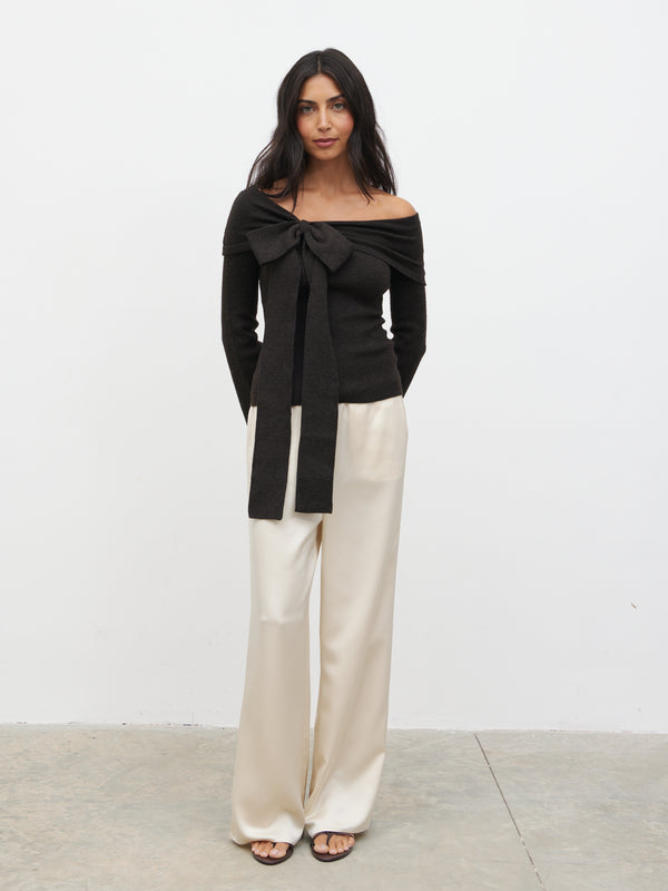 Pretty Lavish Tilda Bardot Bow Knit Top