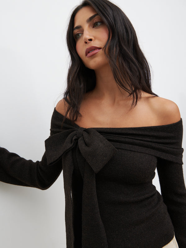 Pretty Lavish Tilda Bardot Bow Knit Top