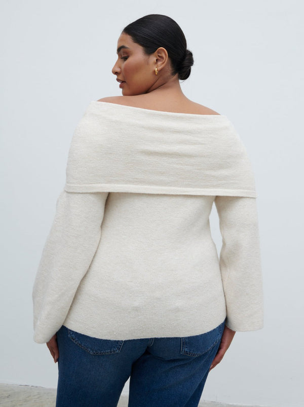 Pretty Lavish Tilda Bardot Bow Knit Top Curve