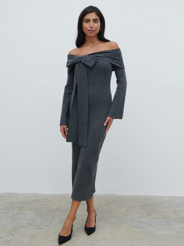 pretty lavish Tilda Bow Bardot Knit Midaxi Dress