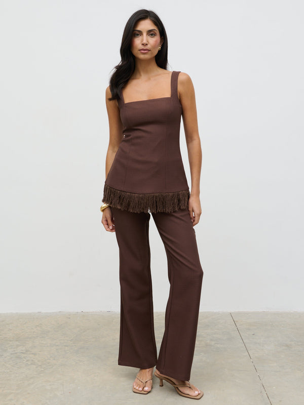 Pretty Lavish Verona Fringed Tweed Top