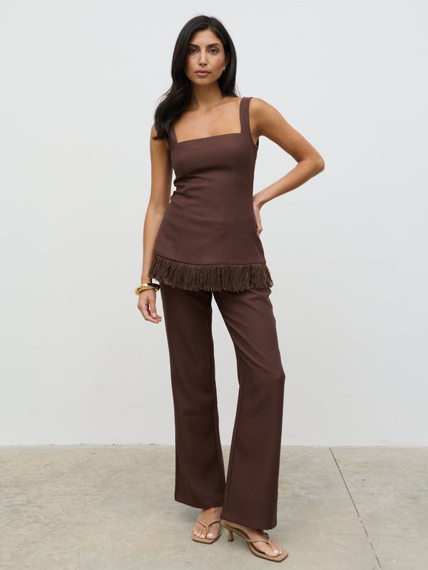 Pretty Lavish Verona Tweed Straight Leg Trousers