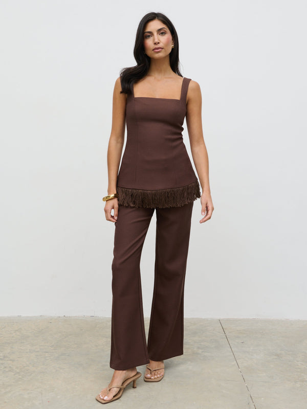 pretty lavish Verona Tweed Straight Leg Trousers