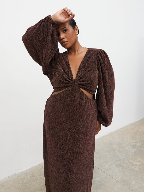 pretty Lavish Zaya Lurex Metallic Maxi Dress Curve