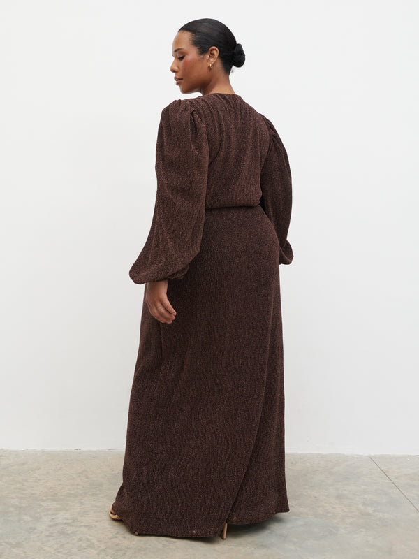 pretty Lavish Zaya Lurex Metallic Maxi Dress Curve