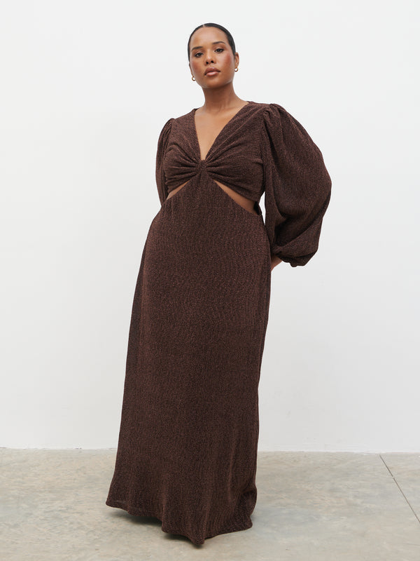 pretty lavish Zaya Lurex Metallic Maxi Dress Curve
