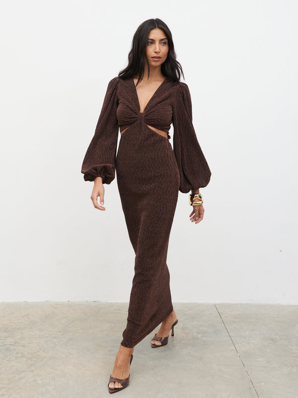 pretty lavish Zaya Lurex Metallic Maxi Dress