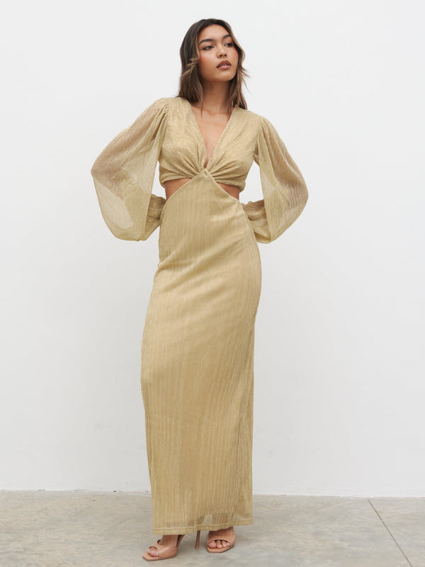 Pretty Lavish Zaya Plisse Metallic Maxi Dress