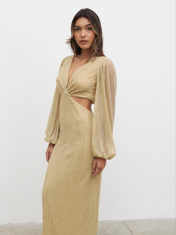 Pretty Lavish Zaya Plisse Metallic Maxi Dress