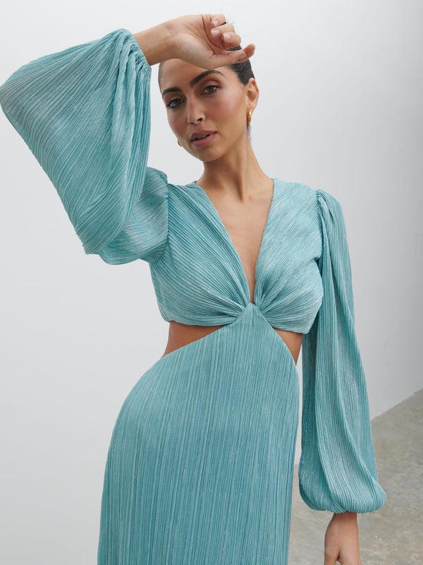 Pretty Lavish Zaya Plisse Metallic Maxi Dress