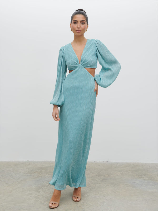 pretty lavish Zaya Plisse Metallic Maxi Dress