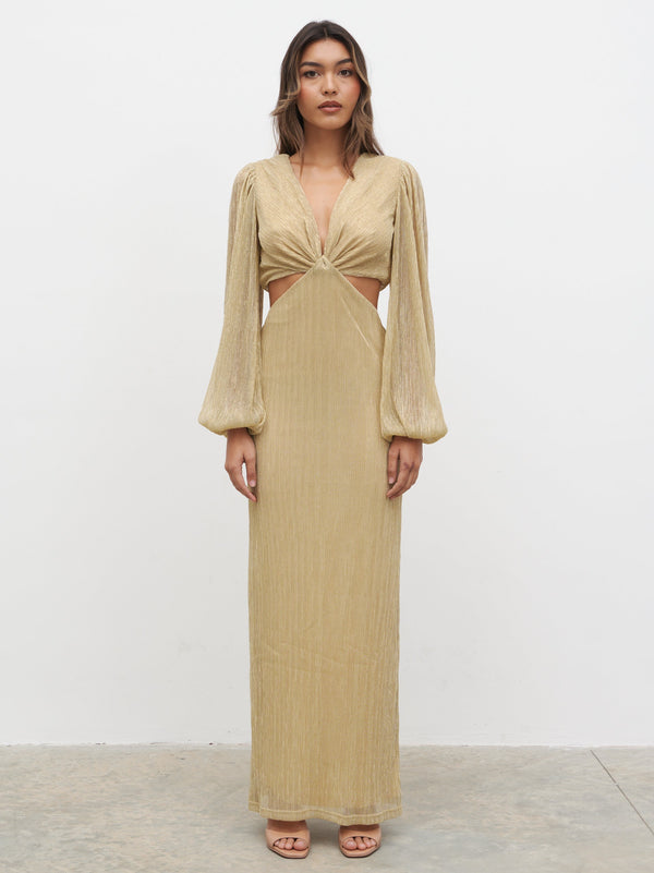 pretty lavish Zaya Plisse Metallic Maxi Dress