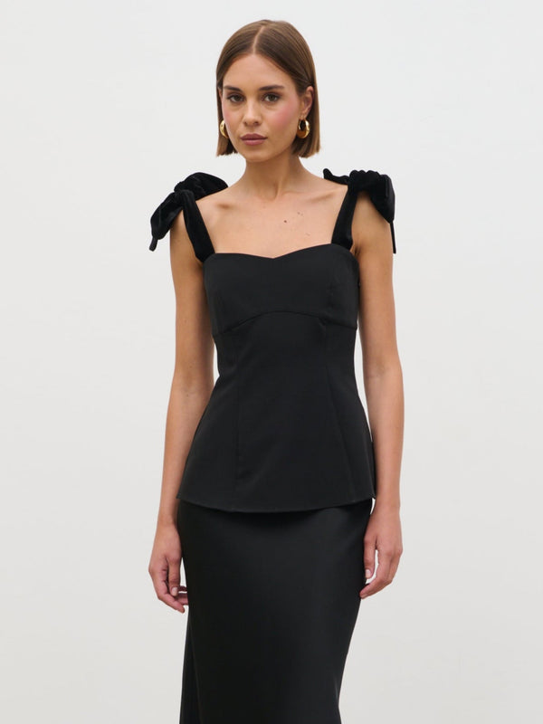 Pretty Lavish Zienna Velvet Bow Corset Top