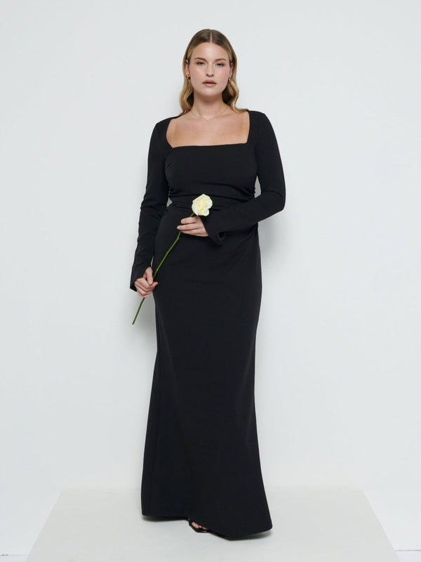 pretty lavish Reagan Square Neck Crepe Maxi Bridesmaid Dress