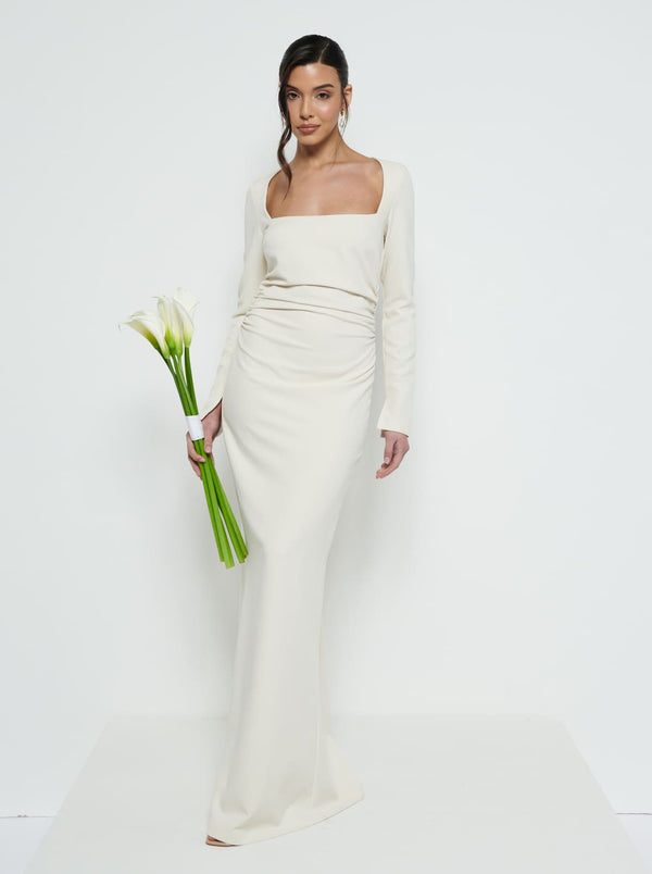 pretty lavish Reagan Square Neck Crepe Maxi Bridesmaid Dress