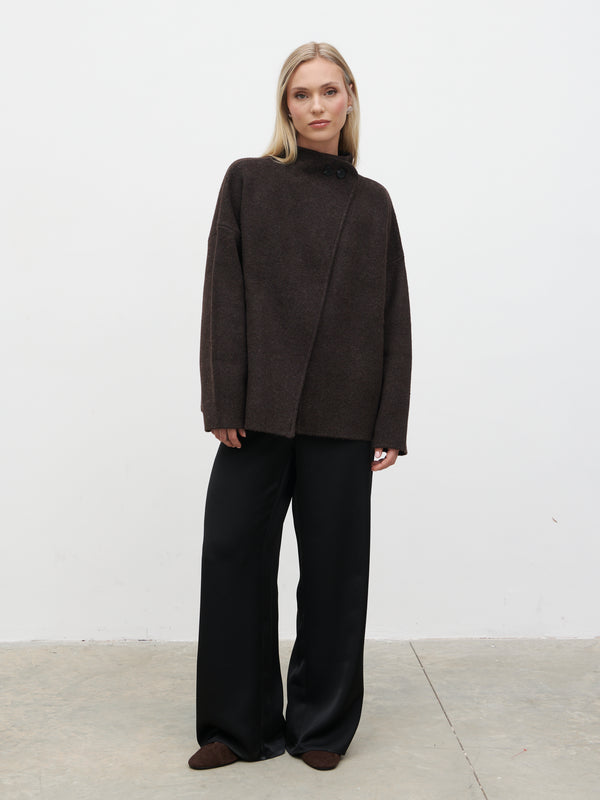 Pretty Lavish Sarlina Crossover Knit Cardigan With Button Neck