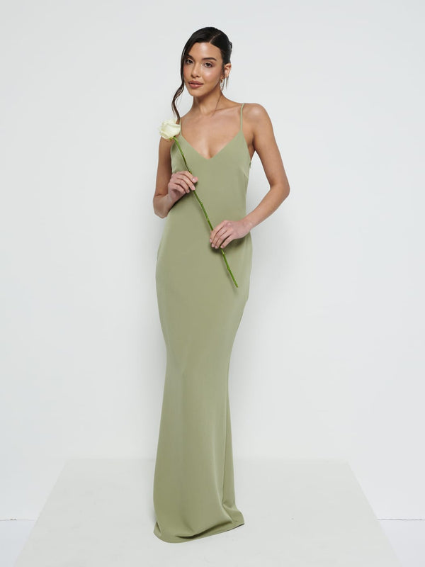 pretty lavish Tillie V-Neck Crepe Maxi Bridesmaid Dress