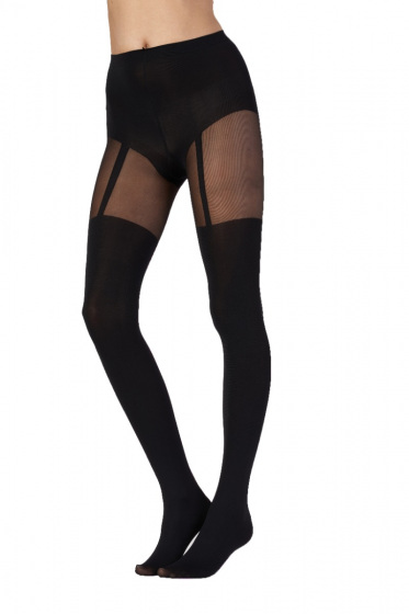 Pretty Polly 60 Denier Fashion Suspender Tights - Black