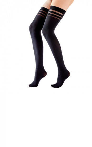 Pretty Polly 80 Denier Banded Opaque Fashion Hold Ups - Black