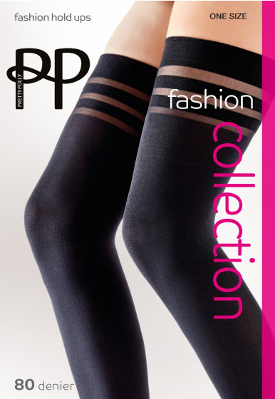pretty polly 80 Denier Banded Opaque Fashion Hold Ups - Black