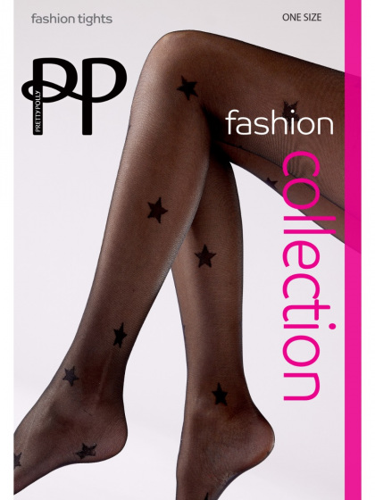 pretty polly All Over Large Star Pattern Tights - Black/Silver