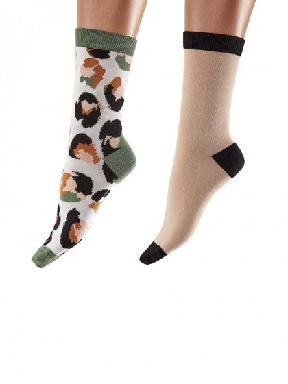 pretty polly Animal Pattern Bamboo Socks 2 Pair Pack - Multi