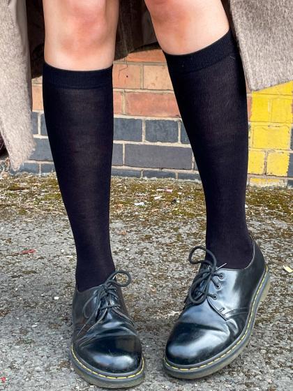 Pretty Polly Bamboo Knee High Plain Socks 1 Pair Pack - Black