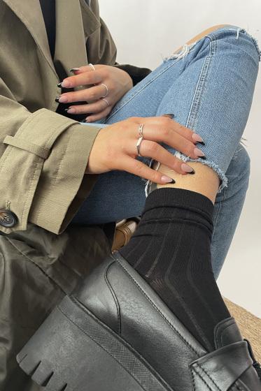 Pretty Polly Bamboo Textured Design Socks 2 Pair Pack - Black