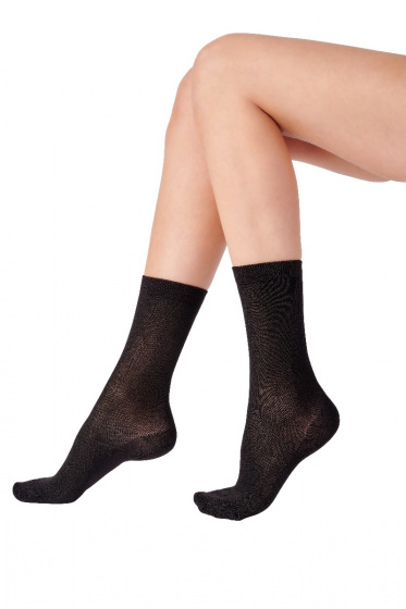 pretty polly Bamboo Textured Design Socks 2 Pair Pack - Black