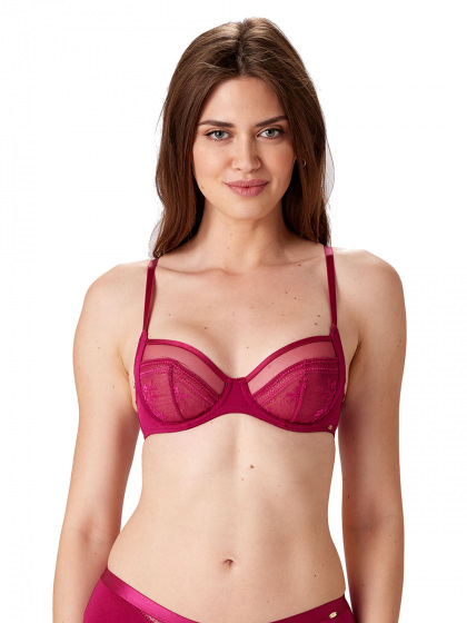Pretty Polly Botanical Lace Underwired Balconette - Fuchsia