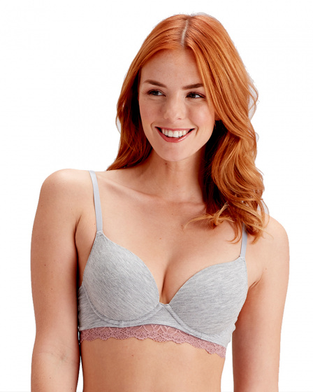 Pretty Polly Casual Comfort Moulded T-Shirt Bra - Grey Marl Sugar Plum