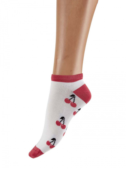 Pretty Polly Cherry Pattern Bamboo Liners 2 Pair Pack - Pink Mix