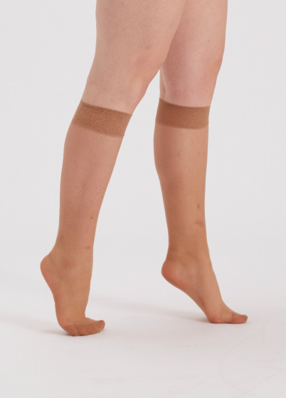 Pretty Polly Curves 15 Denier Comfort Top Knee Highs 2 Pair Pack - Nude