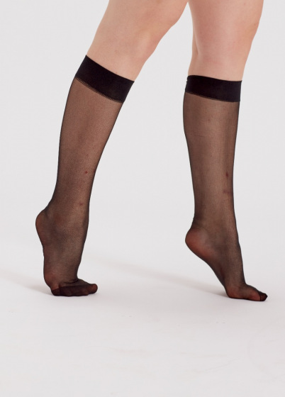 Pretty Polly Curves 15 Denier Comfort Top Knee Highs 2 Pair Pack - Black