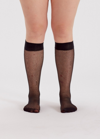 Pretty Polly Curves 15 Denier Comfort Top Knee Highs 2 Pair Pack - Black