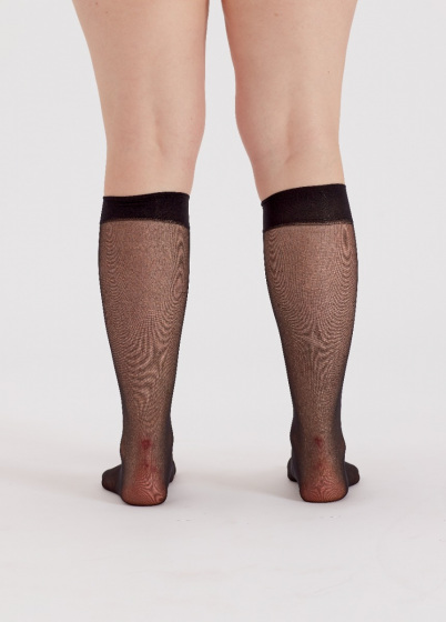 Pretty Polly Curves 15 Denier Comfort Top Knee Highs 2 Pair Pack - Black