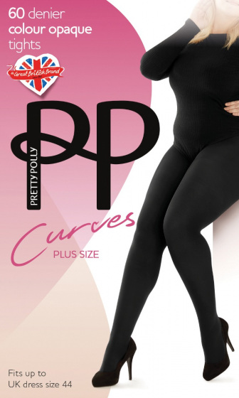 pretty polly Curves 60 Denier Plush Opaque Tights - Black
