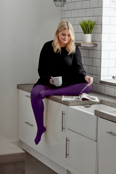 Pretty Polly Curves 60 Denier Plush Opaque Tights - Purple