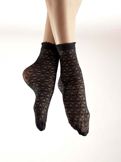 Pretty Polly Delicate Diamond Pattern Anklets - Black