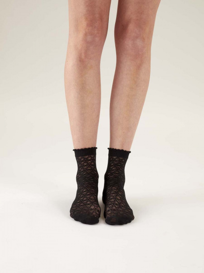 Pretty Polly Delicate Diamond Pattern Anklets - Black