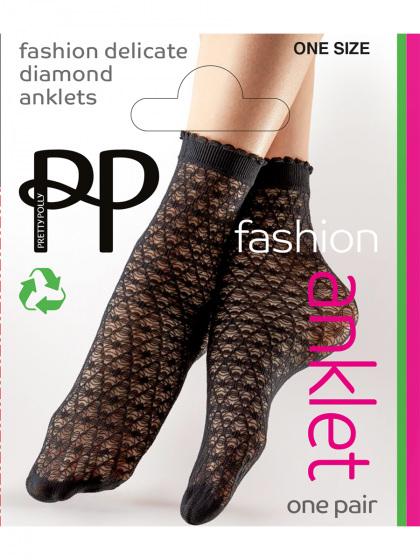 pretty polly Delicate Diamond Pattern Anklets - Black