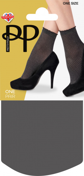 pretty polly Diagonal Sparkly Fashion Anklets 1 Pair Pack - Black/Silver