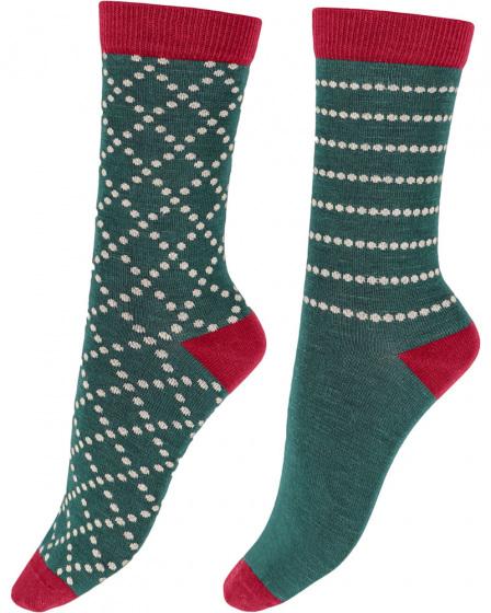 pretty polly Diamond Spot Bamboo Socks 2 Pair Pack - Green Mix
