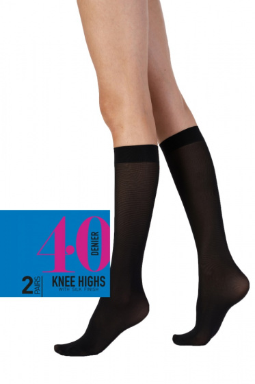 pretty polly Everyday 40 Denier Opaque Knee Highs 2 Pair Pack - Black pretty polly Everyday 40 Denier Opaque Knee Highs 2 Pair Pack - Black
