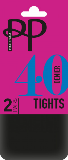 Pretty Polly Everyday Opaques 40 Denier Tights 2 Pair Pack - Black