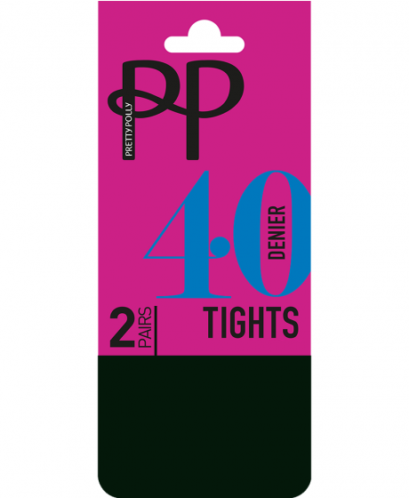 Pretty Polly Everyday Opaques 40 Denier Tights 2 Pair Pack - Bottle Green