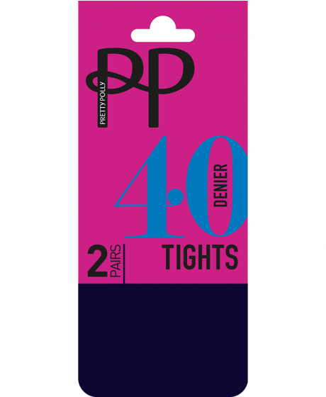 Pretty Polly Everyday Opaques 40 Denier Tights 2 Pair Pack - Navy