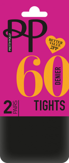 Pretty Polly Everyday Opaques 60 Denier Tights 2 Pair Pack - Black