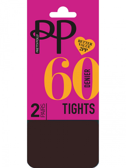 Pretty Polly Everyday Opaques 60 Denier Tights 2 Pair Pack - Chocolate