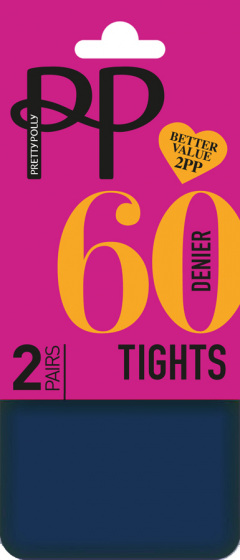 Pretty Polly Everyday Opaques 60 Denier Tights 2 Pair Pack - Navy
